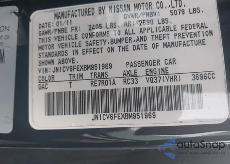 2011 Infiniti G37 from USA, damaged, VIN JN1CV6FEXBM951969